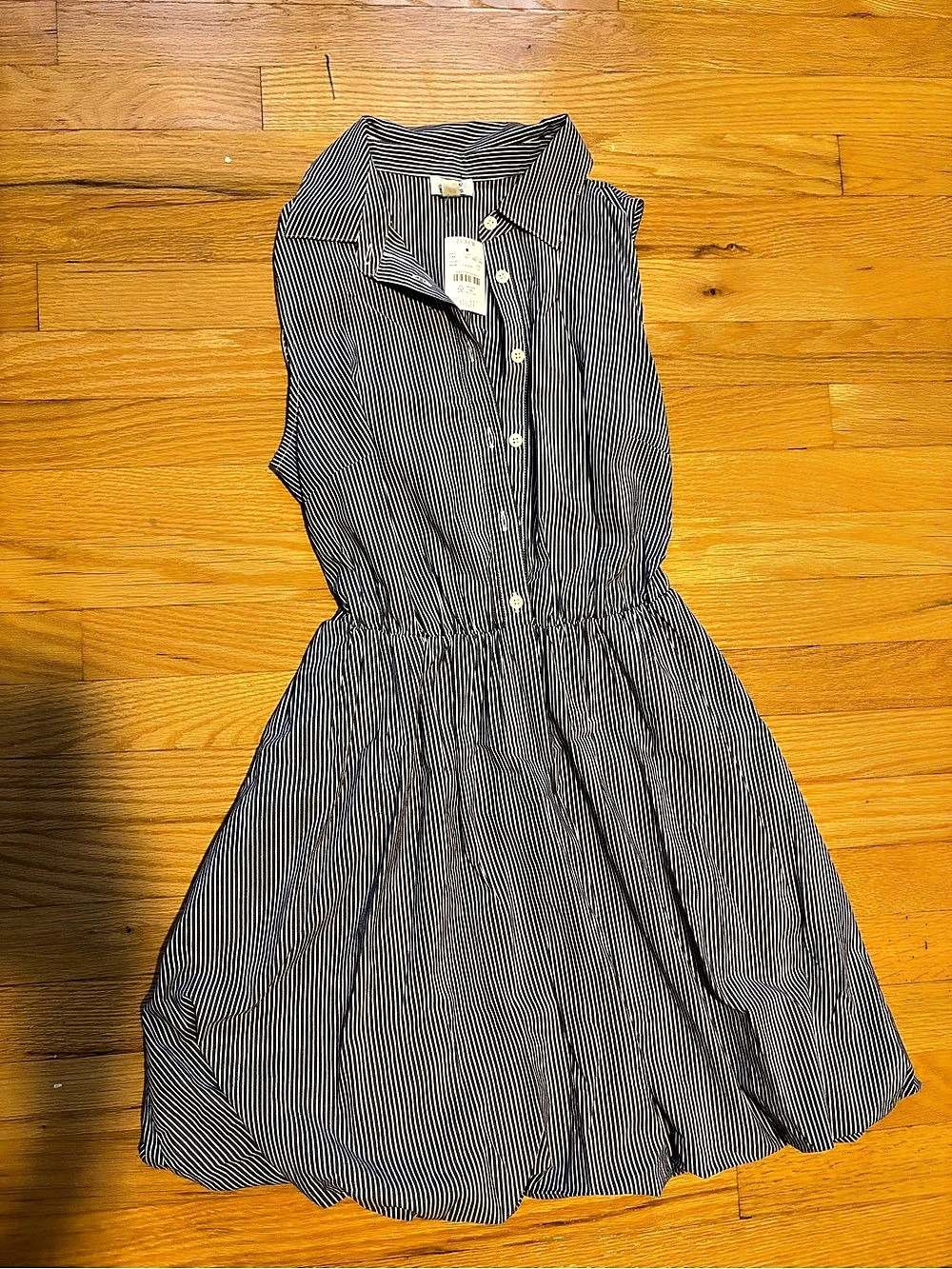 J.Crew Factory Striped bubble-hem mini shirt-dress Striped Button Front Dress